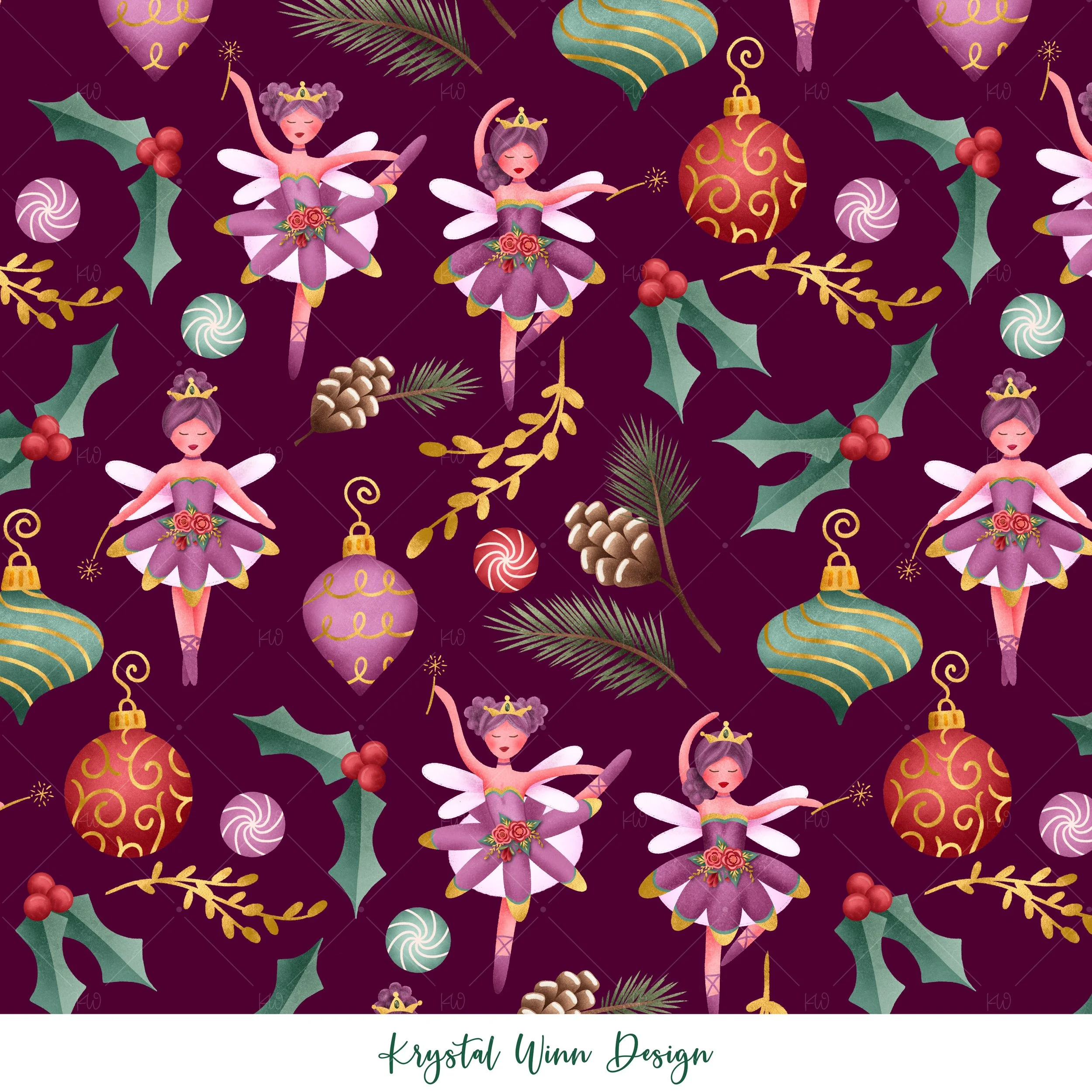 Sugar Plum Fairy fabric by Krystal Winn — Coco Creek Designs